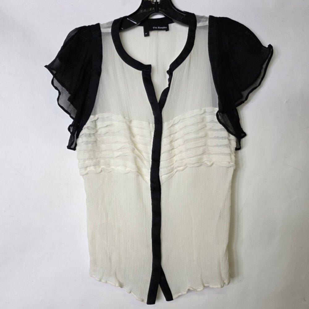 The Kooples silk colorblock Button down crepe top